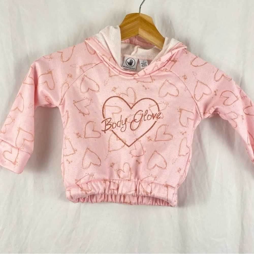 Body Glove Pink Heart Hooded Sweater Toddler Girl Size 3T
